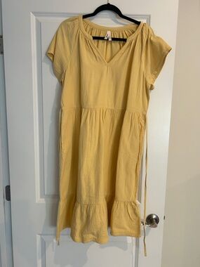 Light Yellow Gauze Midi Dress